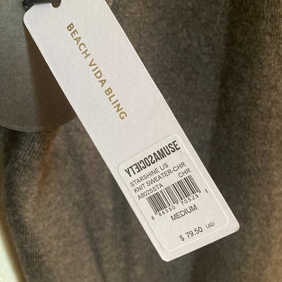 Amuse Society Charcoal Grey Sweater - NWT - Picture 11 of 12